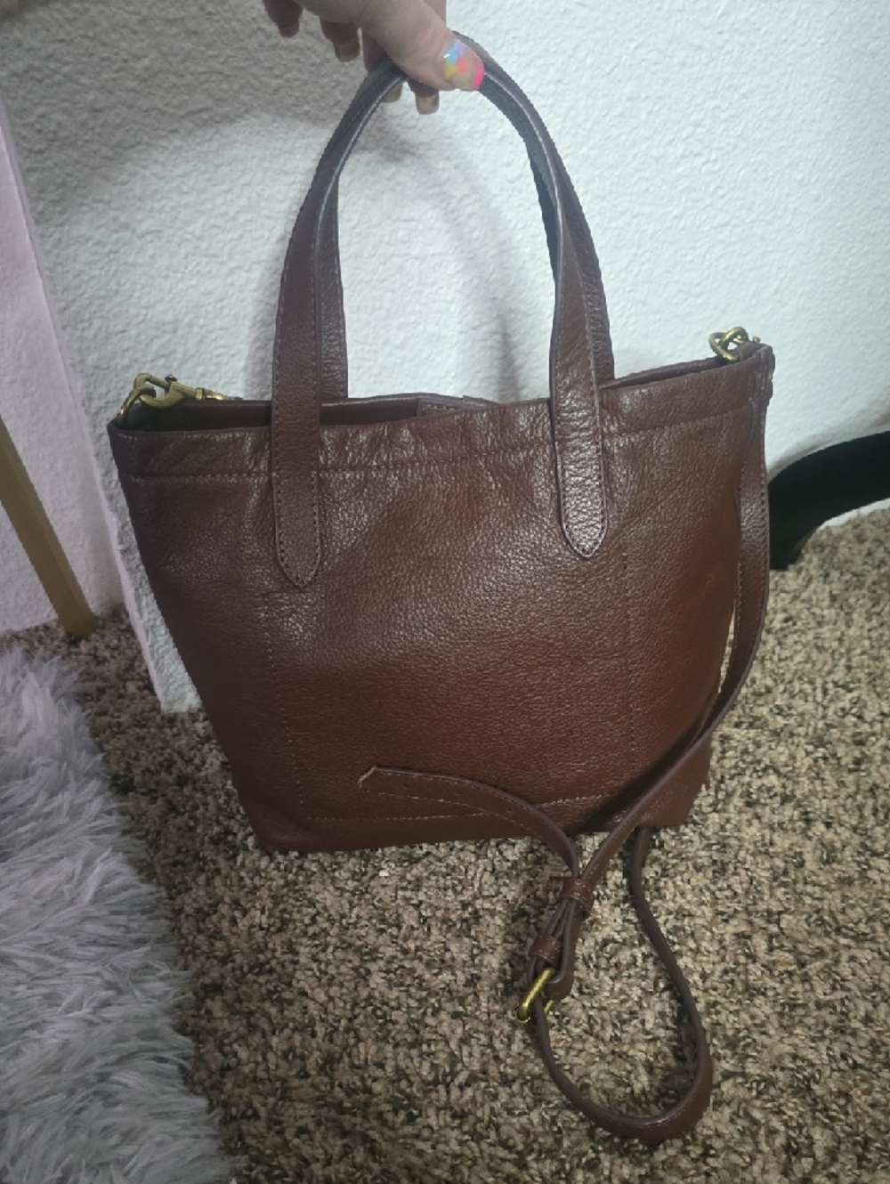 Lucky Brand Dark Brown & Gold Hardware 100% Leather Small Crossbody Bag (EUC)✨️ - Picture 13 of 13